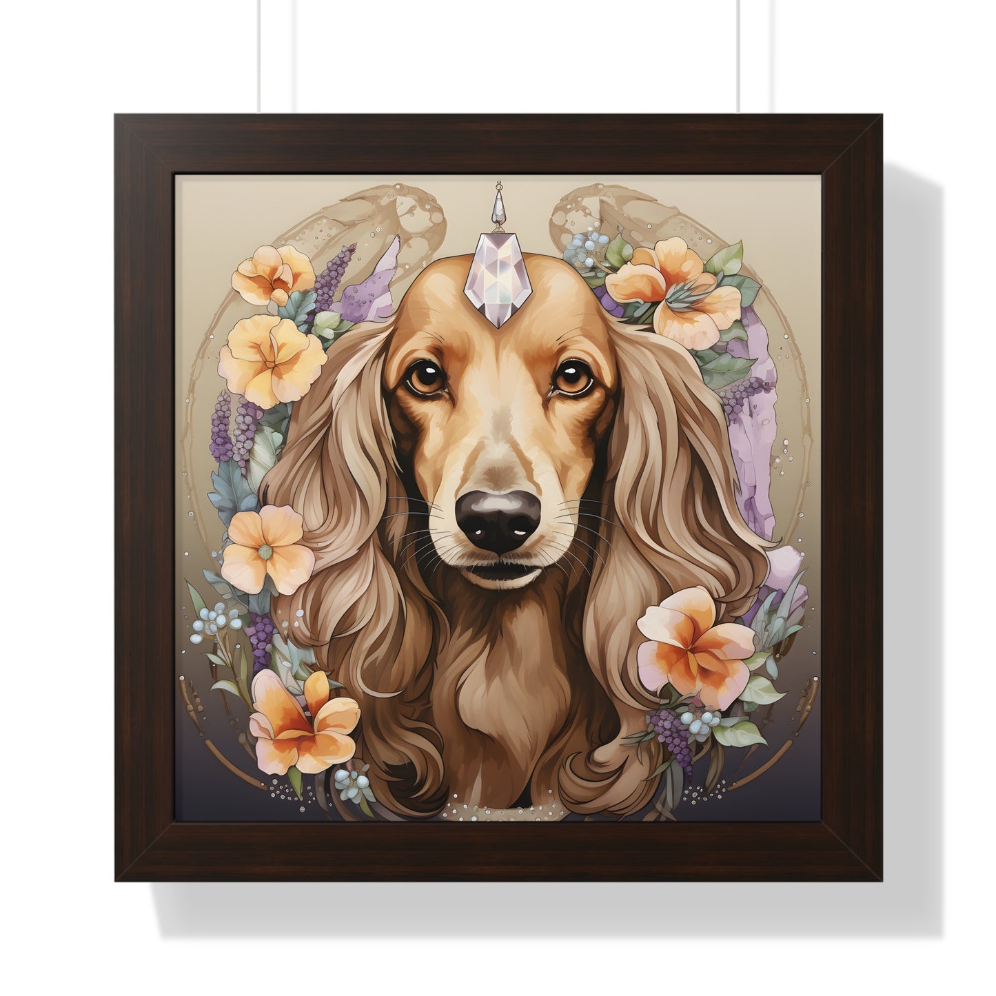 Dachshund Framed Art: "Manifesting Citrine"