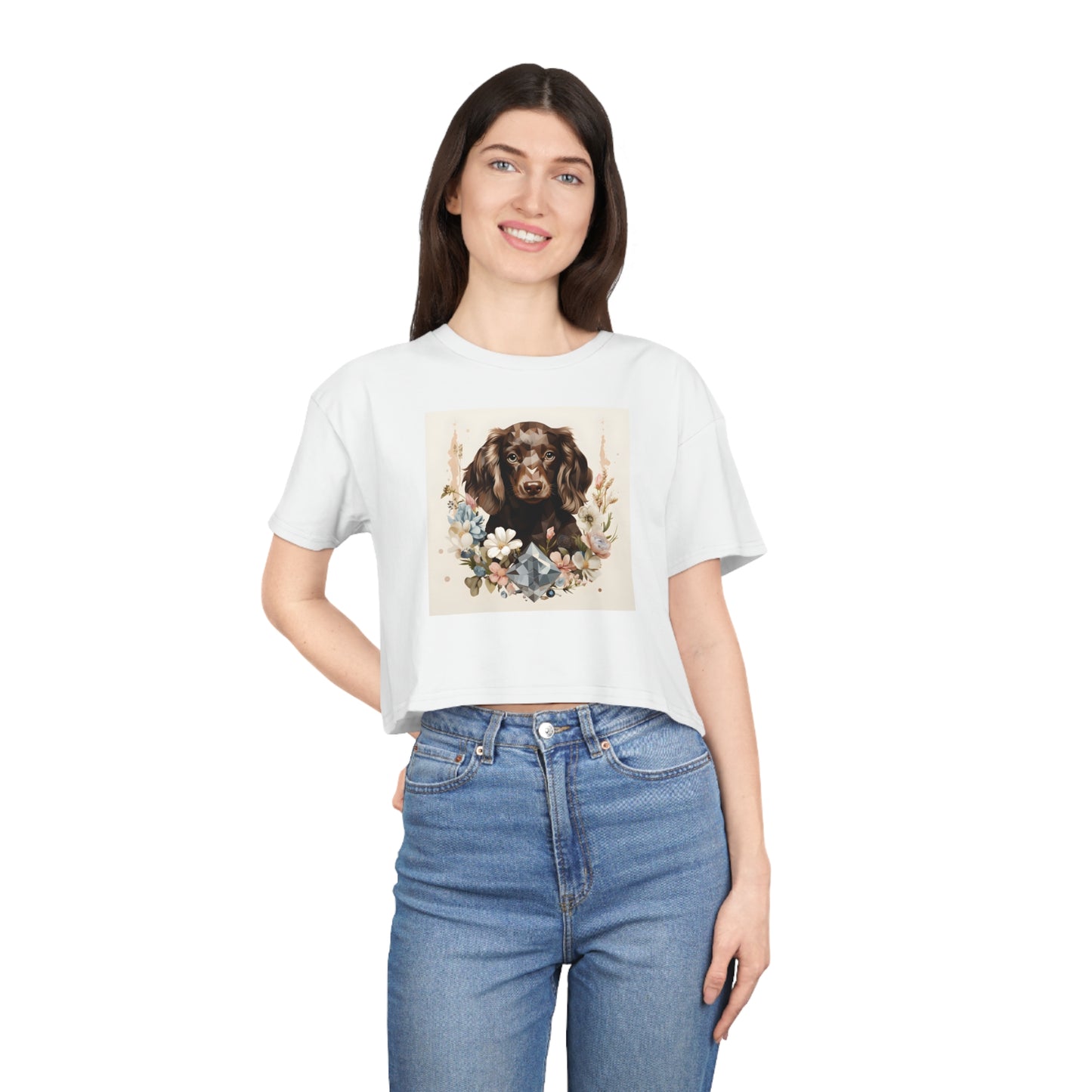 Dachshund Puppy Crop Tee: "Chocolate Gem"