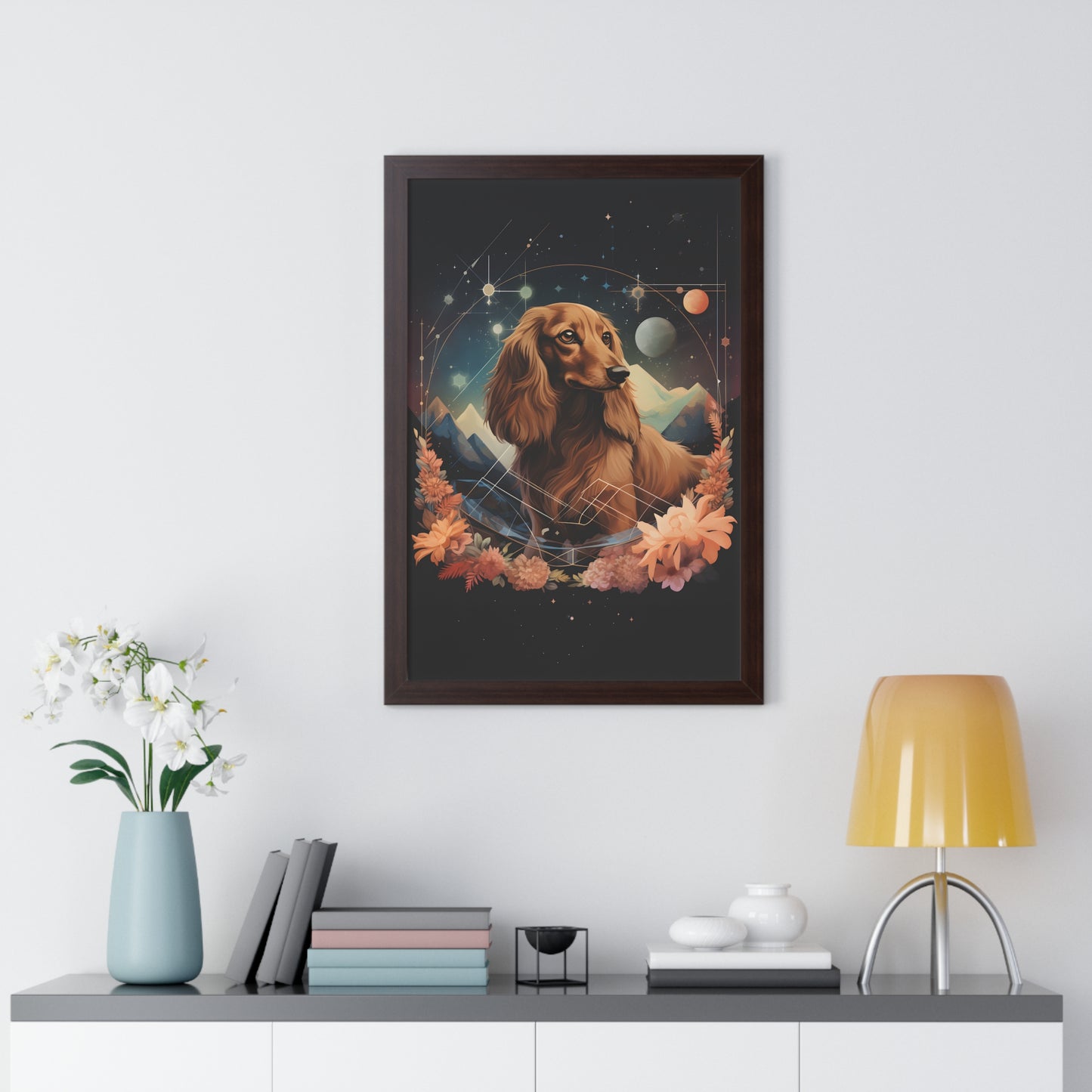 Dachshund Framed Art: "Manifesting Serenity"