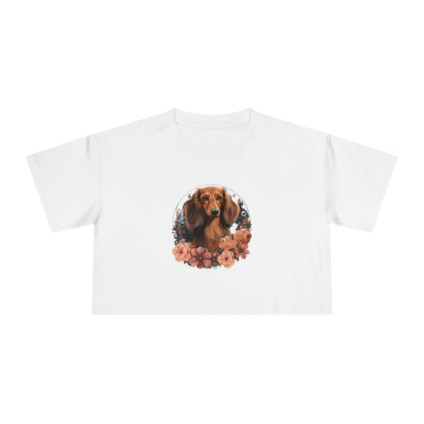 Dachshund Crop Tee: "Rose"