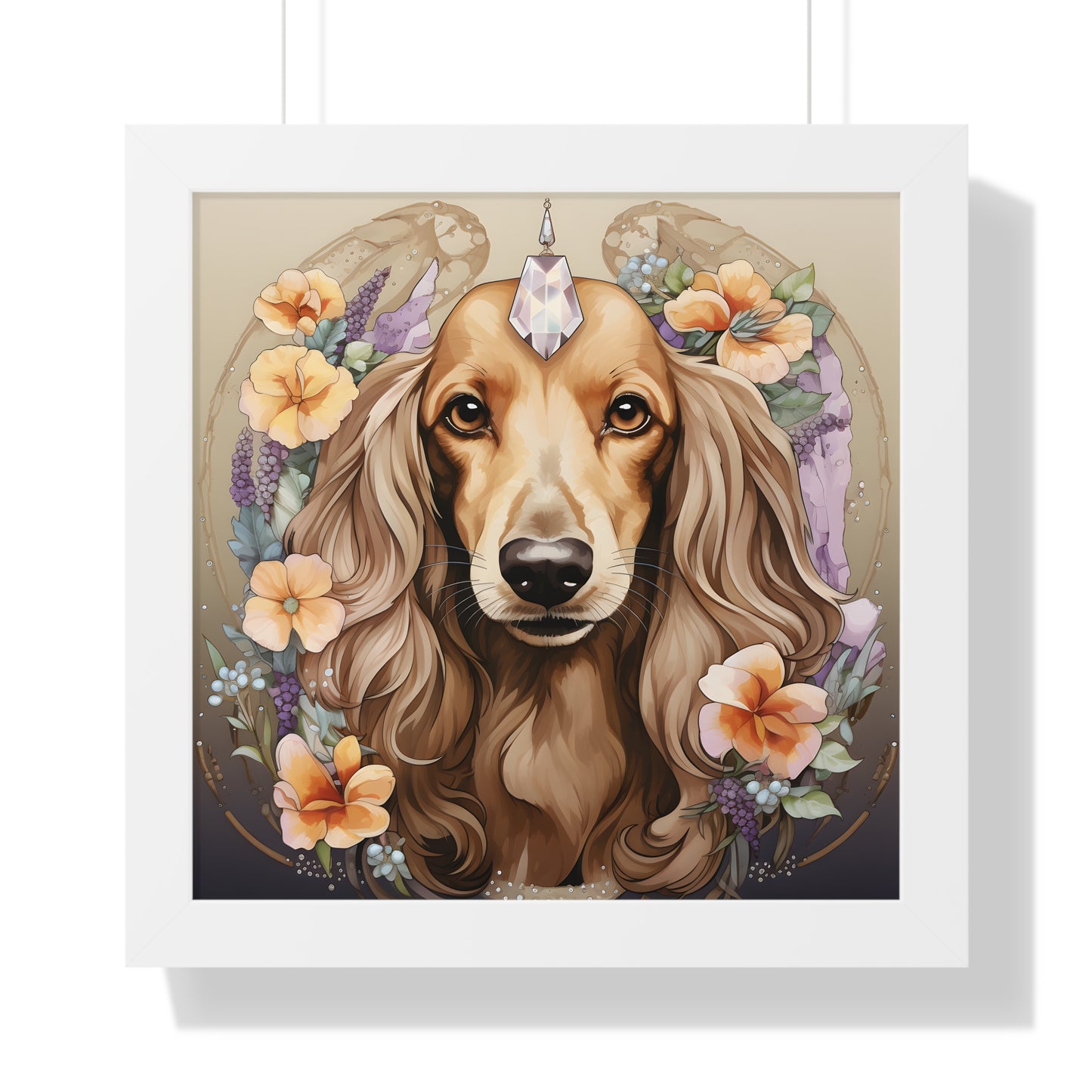 Dachshund Framed Art: "Manifesting Citrine"