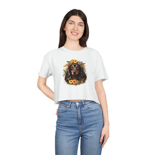 Dachshund Crop Tee: "Summer"