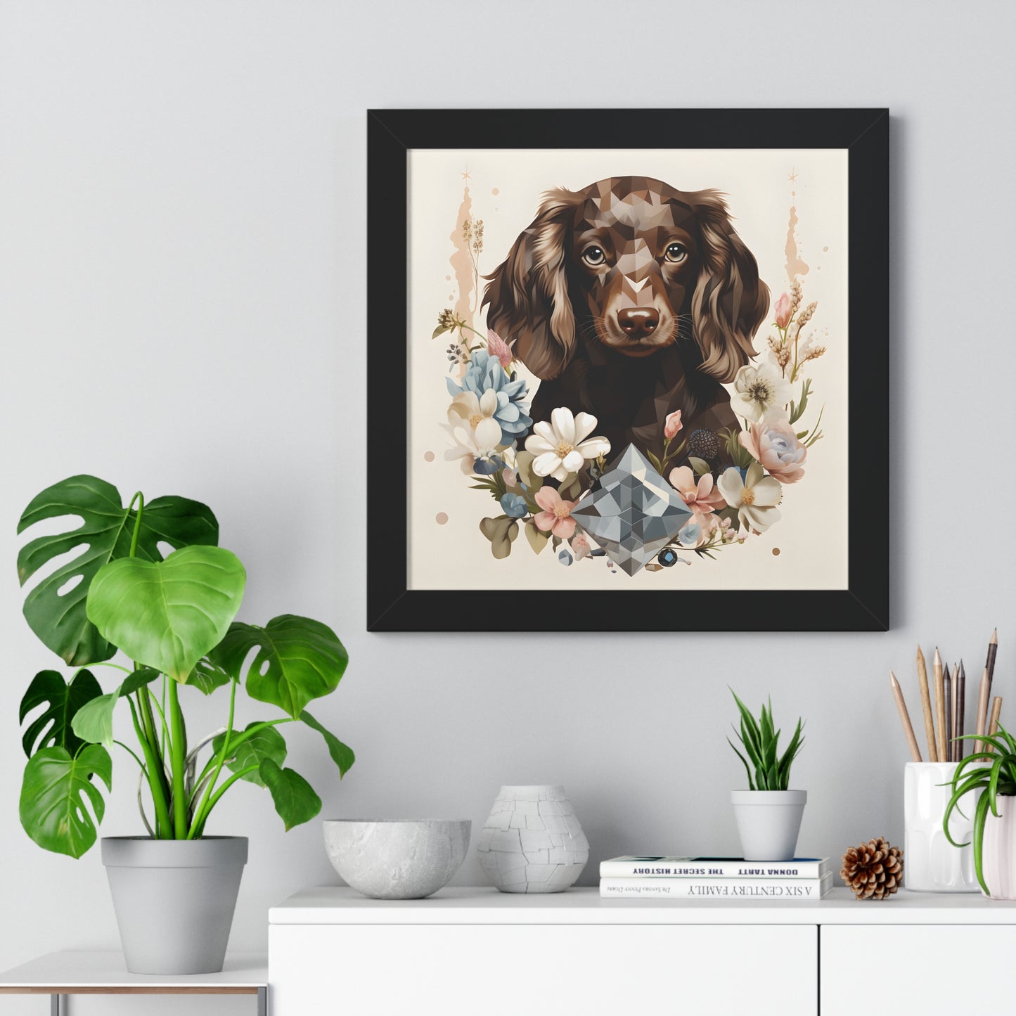 Dachshund Puppy Framed Art: "Chocolate Gem"