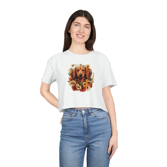 Dachshund Crop Tee: "Sunny"