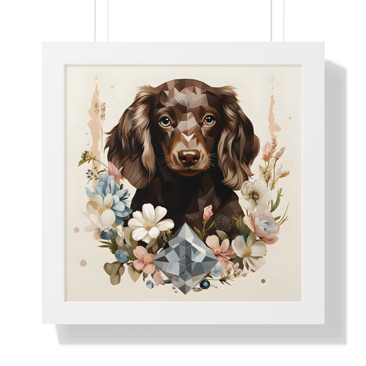 Dachshund Puppy Framed Art: "Chocolate Gem"