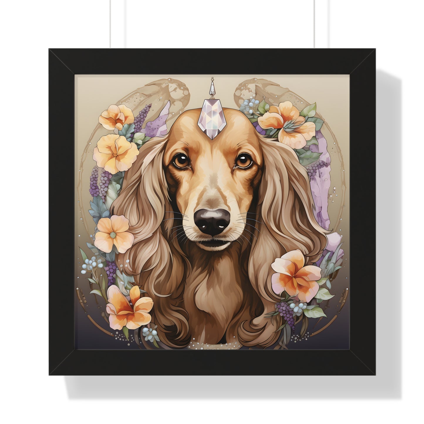 Dachshund Framed Art: "Manifesting Citrine"