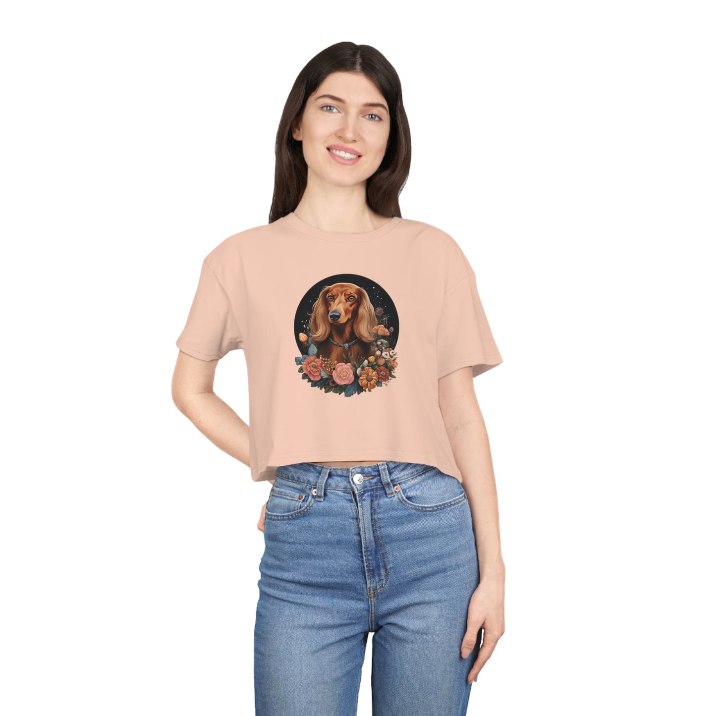 Dachshund Crop Tee: "Flora"