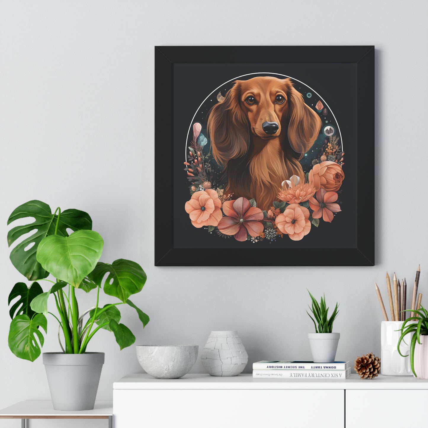 Dachshund Framed Art: "Rose"