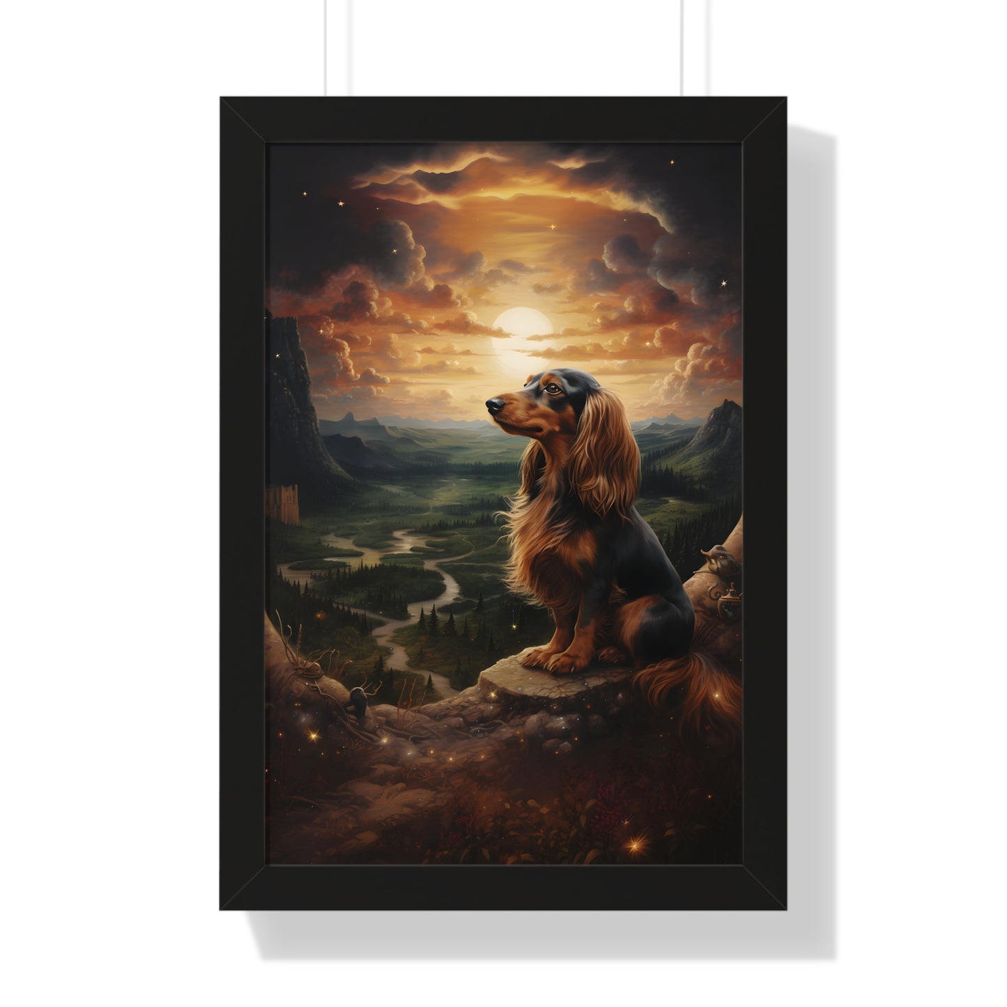 Dachshund Framed Art: "On Quest"