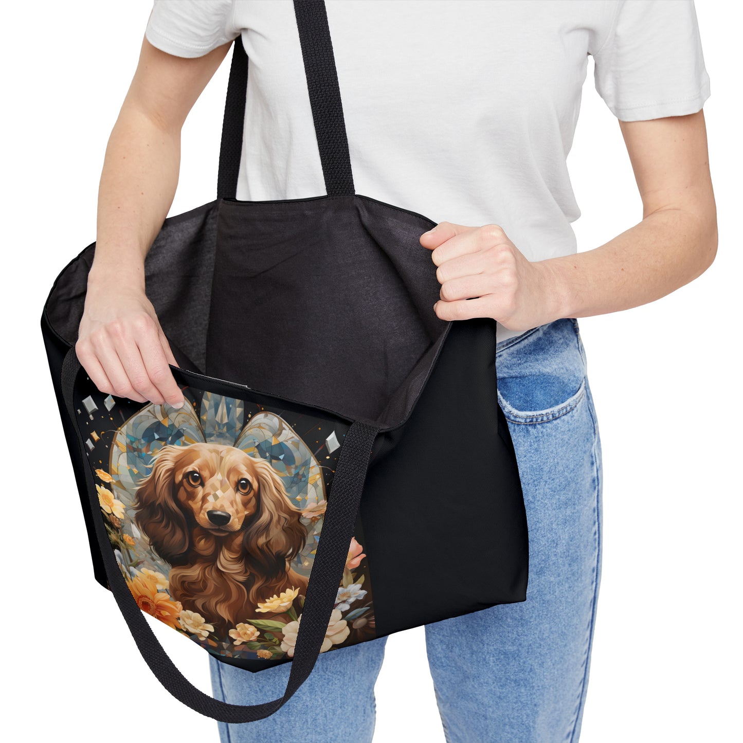 Dachshund Weekender Bag: "Queen Cream"