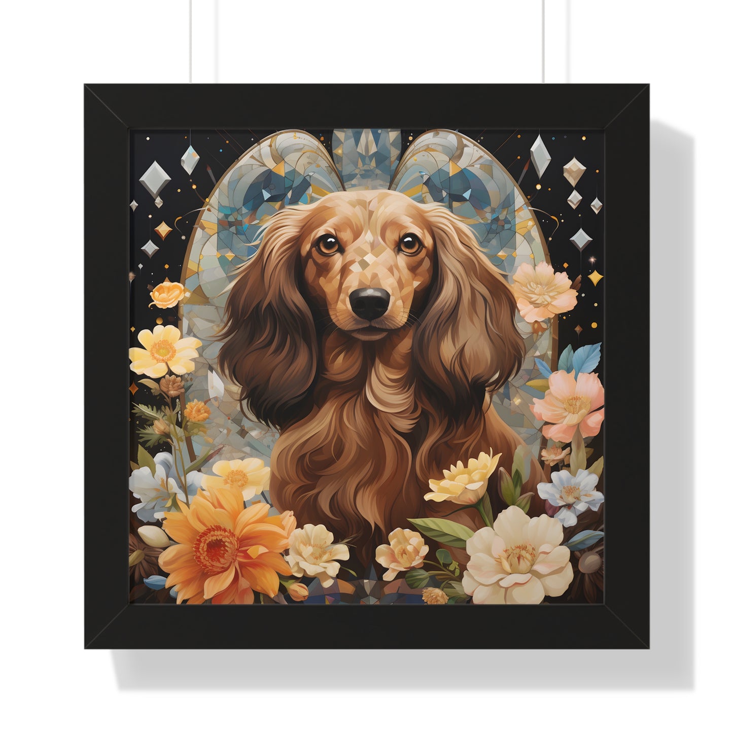 Dachshund Framed Art: "Queen Cream"