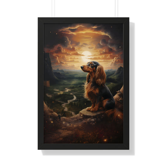 Dachshund Framed Art: "On Quest"