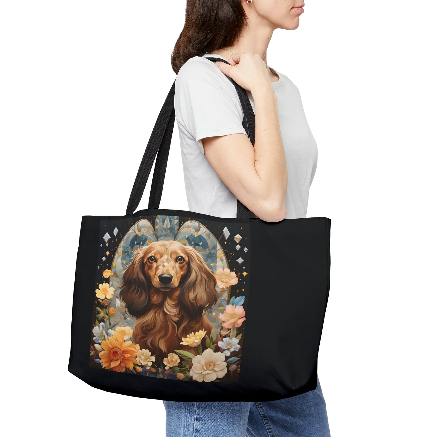 Dachshund Weekender Bag: "Queen Cream"