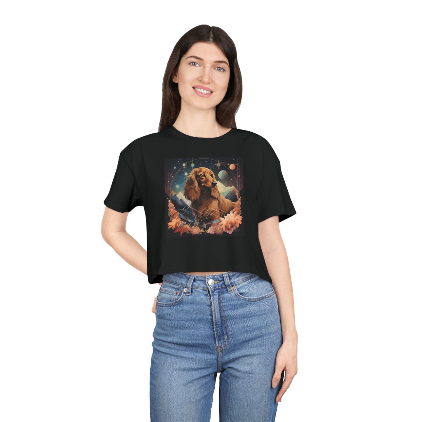 Dachshund Crop Tee: "Astral Serenity"