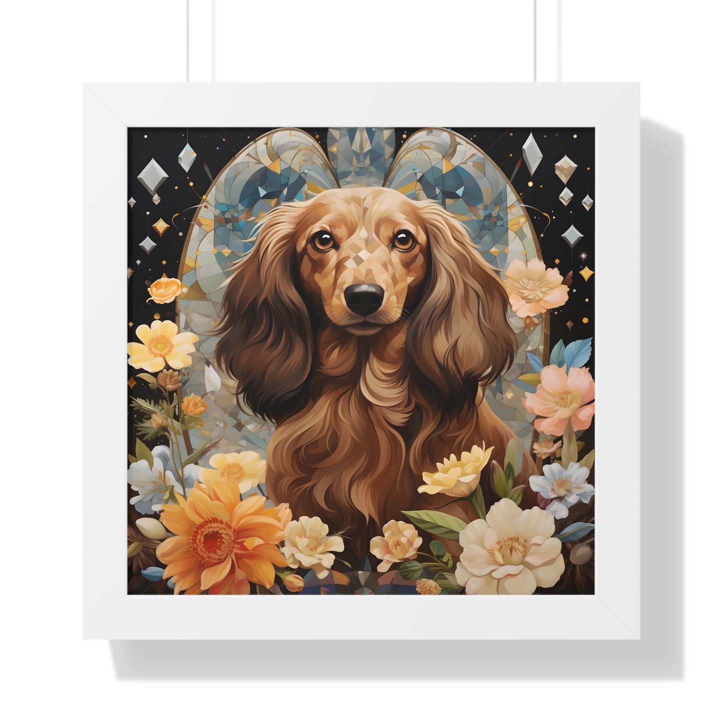 Dachshund Framed Art: "Queen Cream"