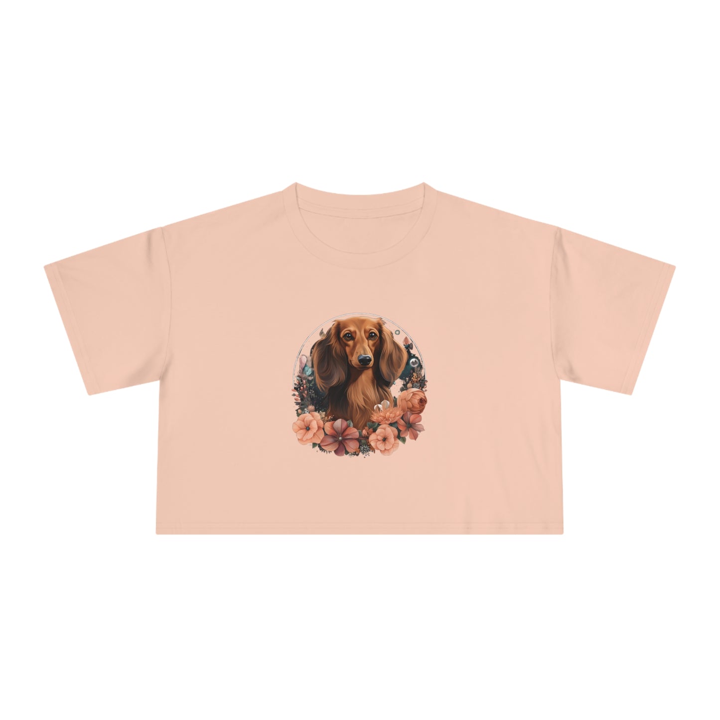 Dachshund Crop Tee: "Rose"